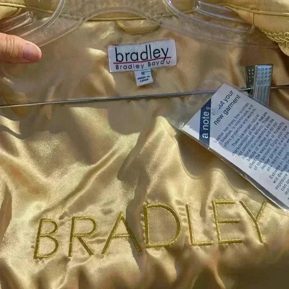 Bradley Bayou Yellow Ruffled Leather Jacket Womens Sz 1X NWT "New Vintage" - Picture 6 of 10